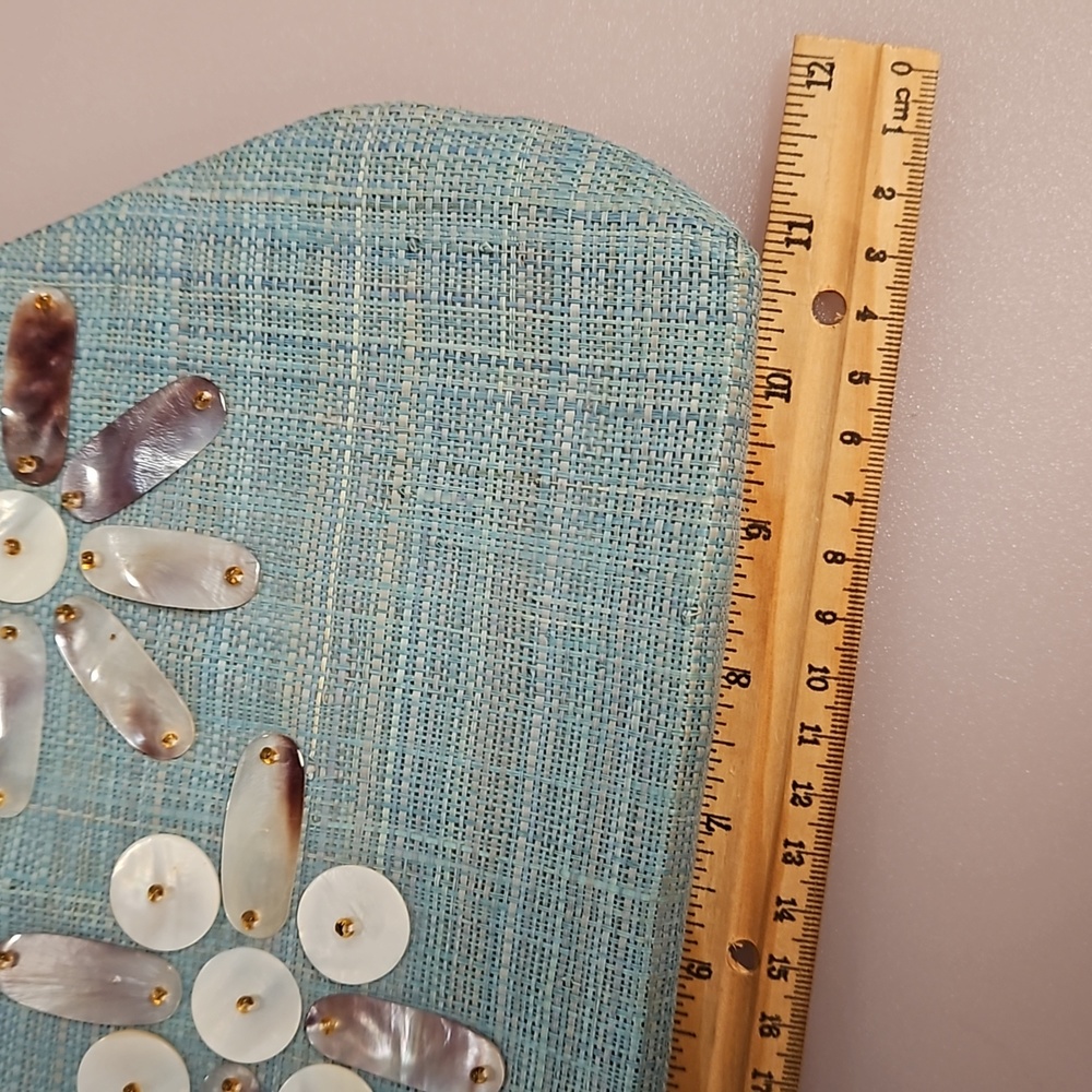 Vintage MOP accents wood handle bag purse 60s style material retro EUC - Picture 5 of 10